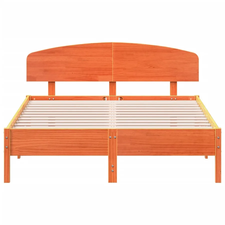 Cadre de lit sans matelas cire marron 160x200cm bois pin massif - 4