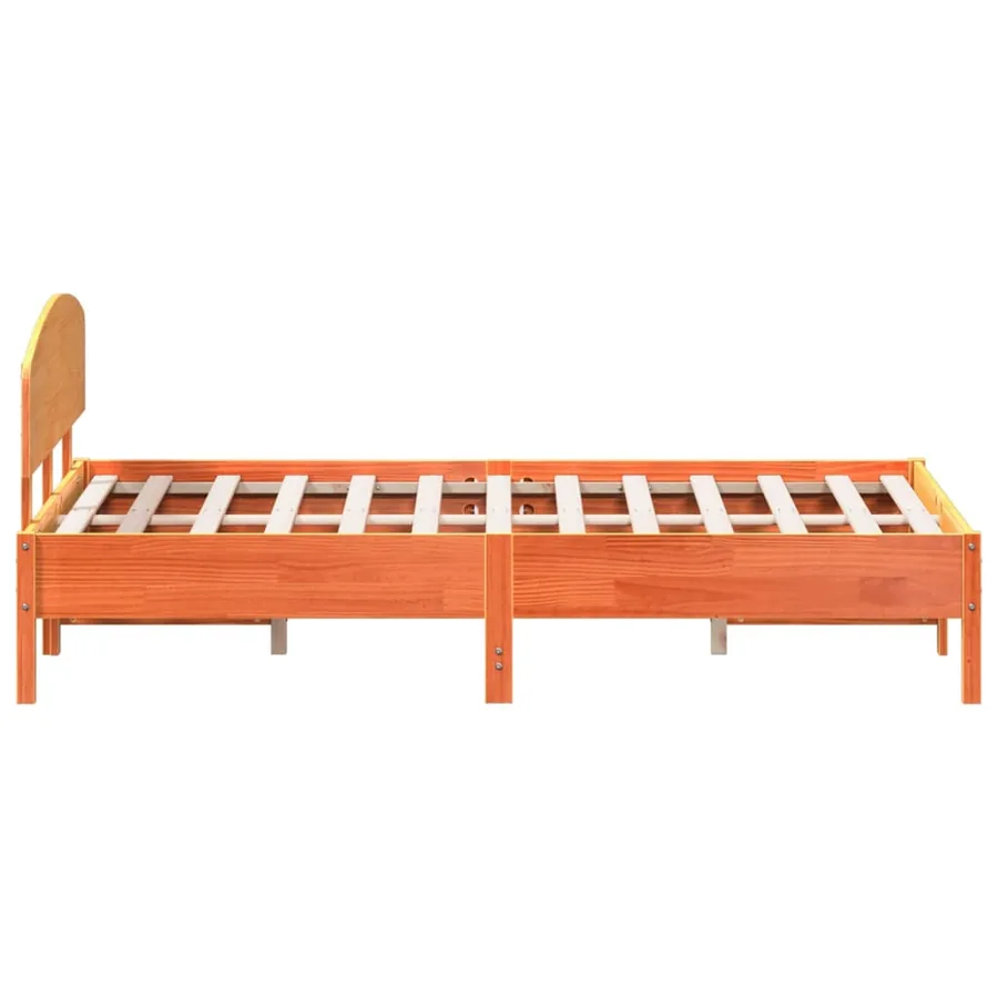 Cadre de lit sans matelas cire marron 160x200cm bois pin massif - 5