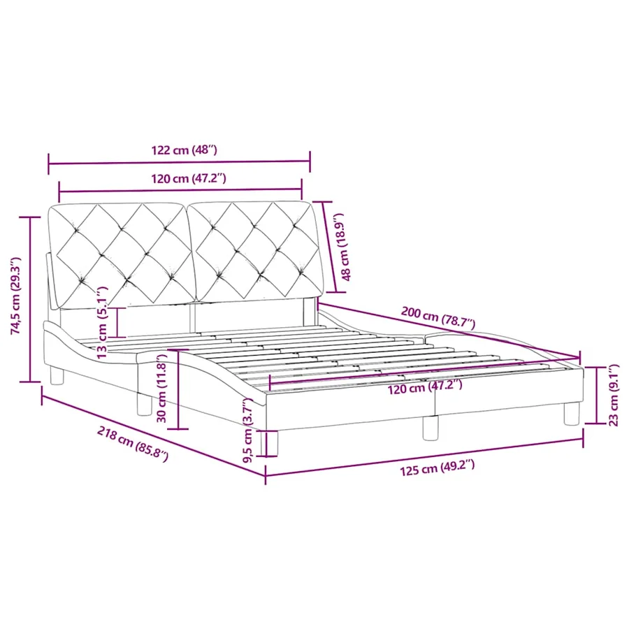Cadre de lit sans matelas rose 120x200 cm velours - 12