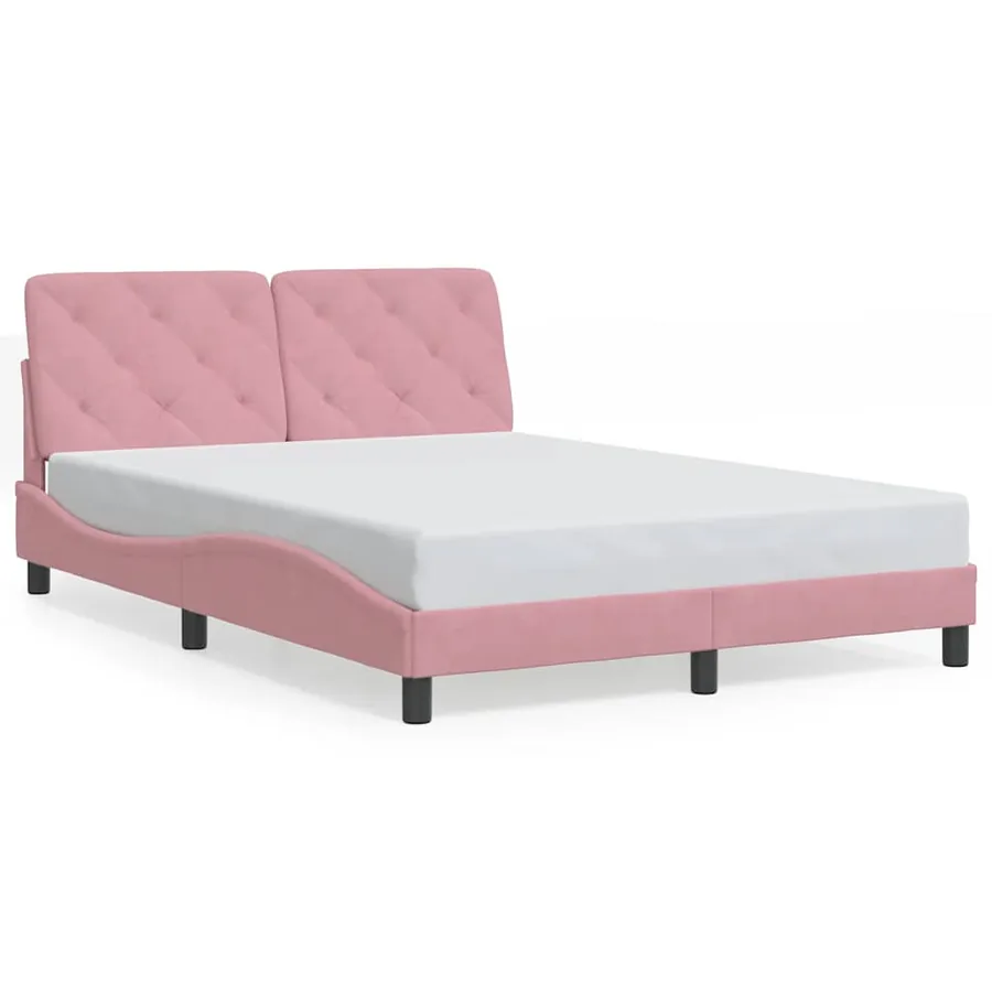Cadre de lit sans matelas rose 120x200 cm velours - 2