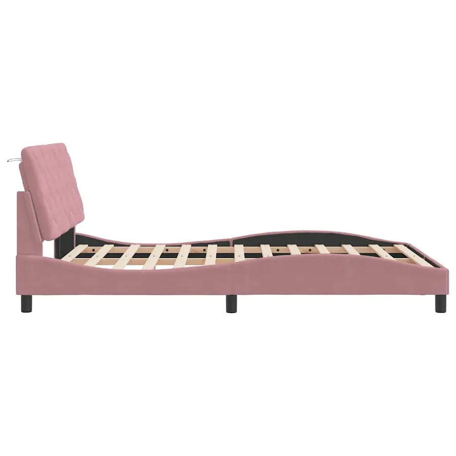 Cadre de lit sans matelas rose 120x200 cm velours - 6