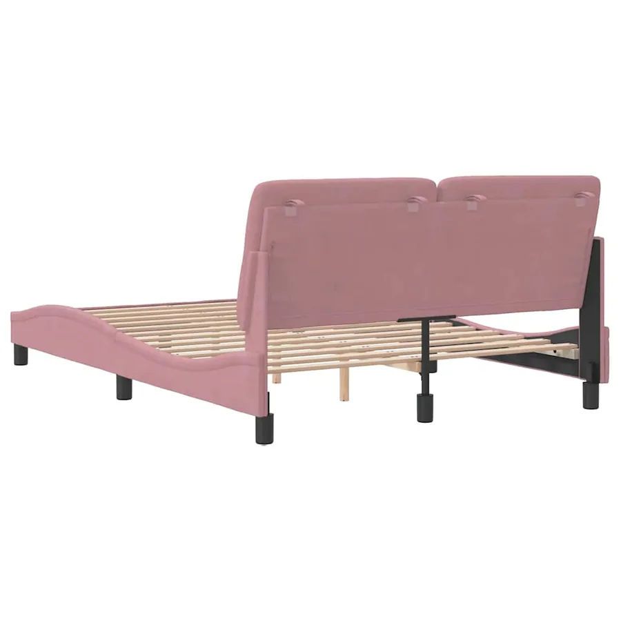 Cadre de lit sans matelas rose 120x200 cm velours - 7