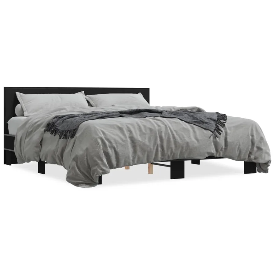 Cadre de lit sans matelas noir 180x200 cm - 2