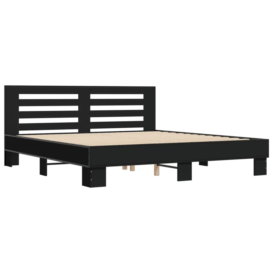 Cadre de lit sans matelas noir 180x200 cm - 3