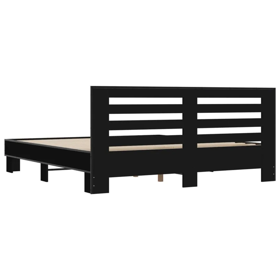 Cadre de lit sans matelas noir 180x200 cm - 6