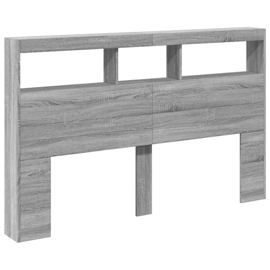 Armoire tête de lit avec LED sonoma gris 160x17x102 cm - 3
