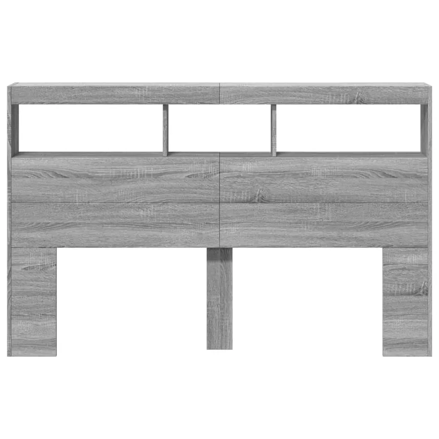 Armoire tête de lit avec LED sonoma gris 160x17x102 cm - 6