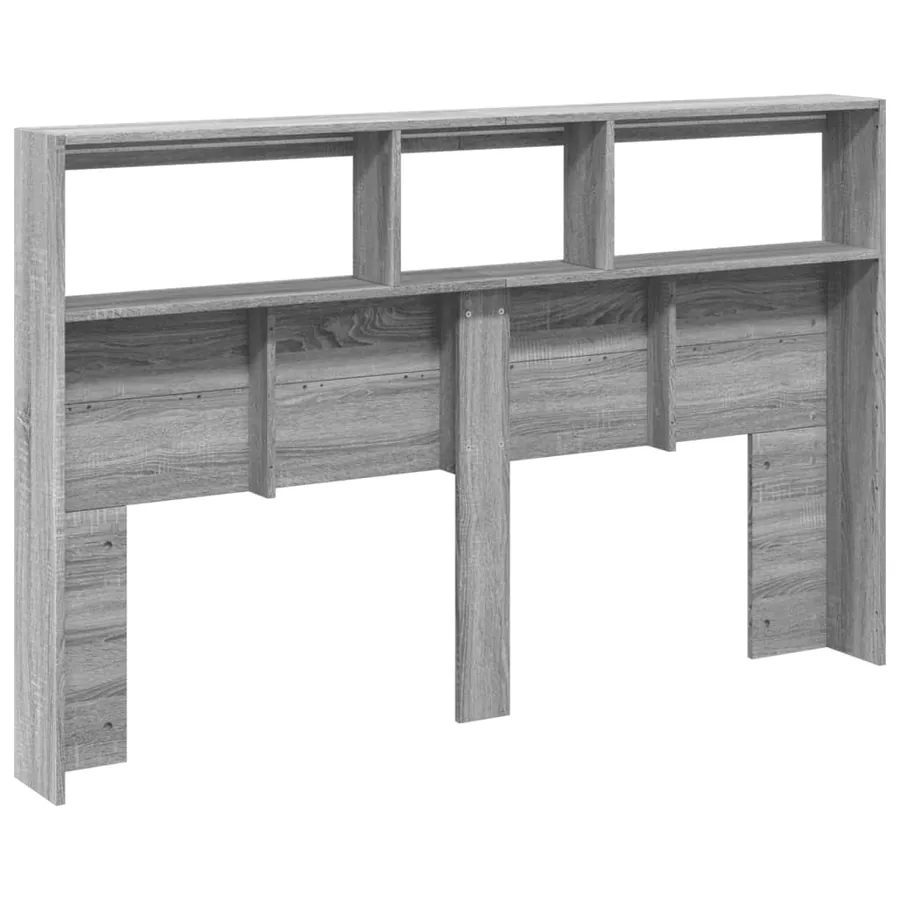 Armoire tête de lit avec LED sonoma gris 160x17x102 cm - 8