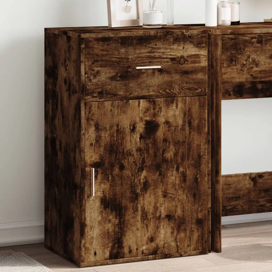 Armoire de rangement chêne fumé 56,5x39x90 cm bois d'ingénierie