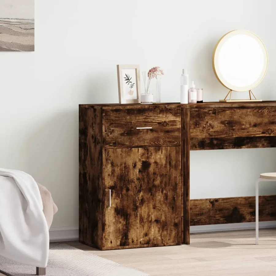Armoire de rangement chêne fumé 56,5x39x90 cm bois d'ingénierie - 3