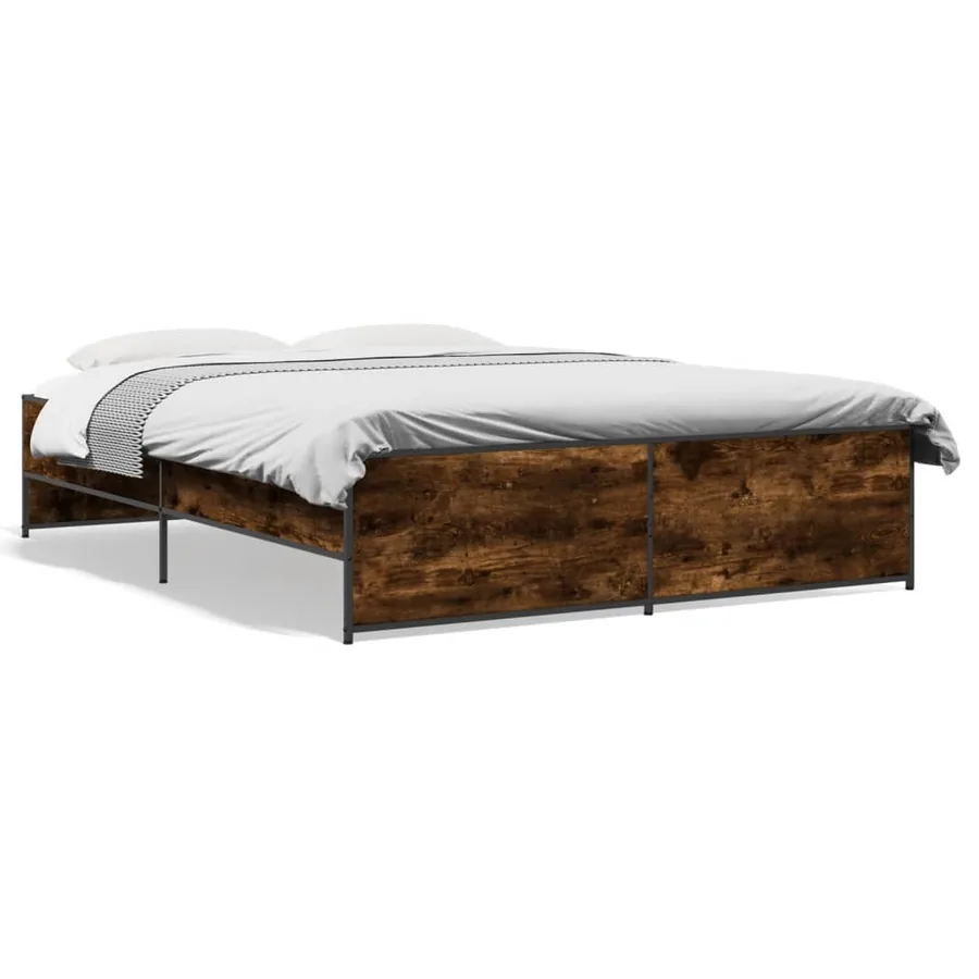 Cadre de lit sans matelas chêne fumé 140x200 cm - 2