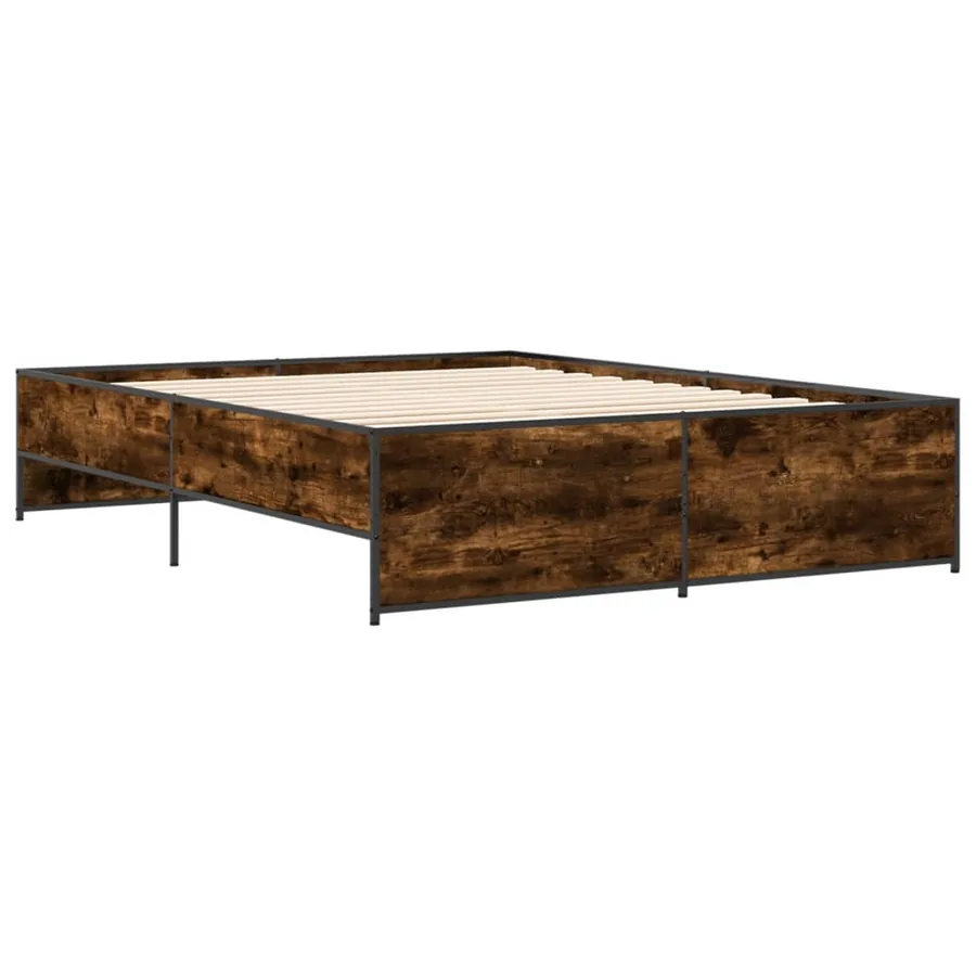 Cadre de lit sans matelas chêne fumé 140x200 cm - 3