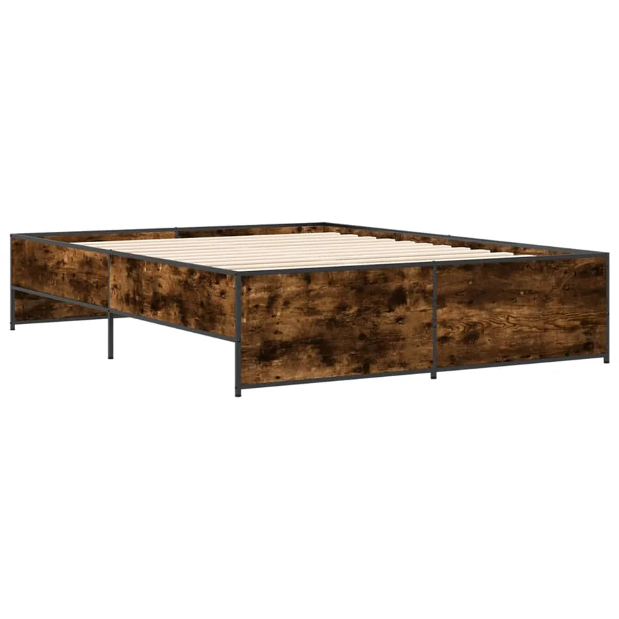 Cadre de lit sans matelas chêne fumé 140x200 cm - 6