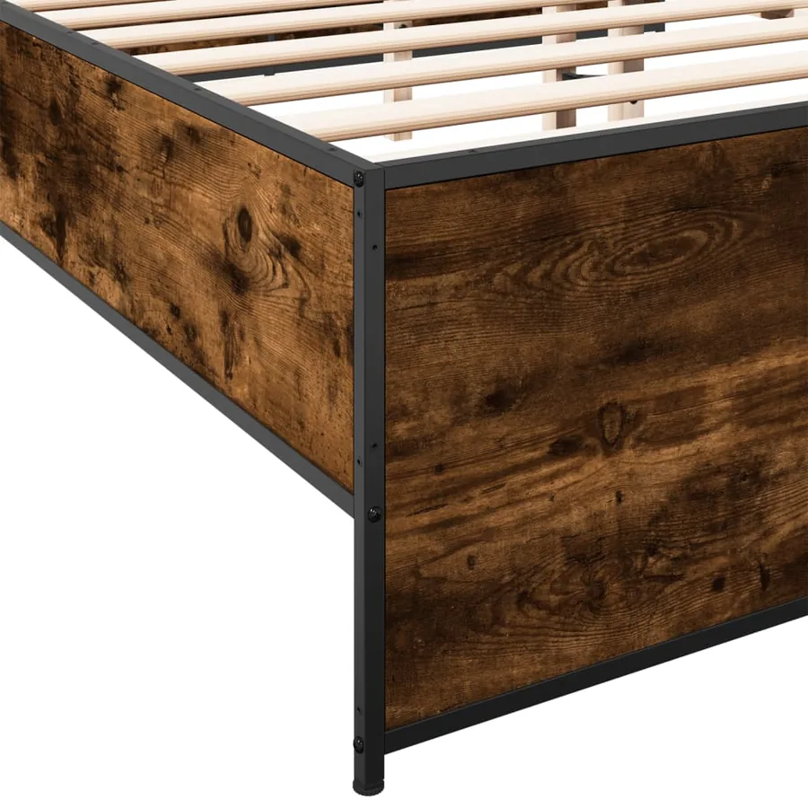 Cadre de lit sans matelas chêne fumé 140x200 cm - 7