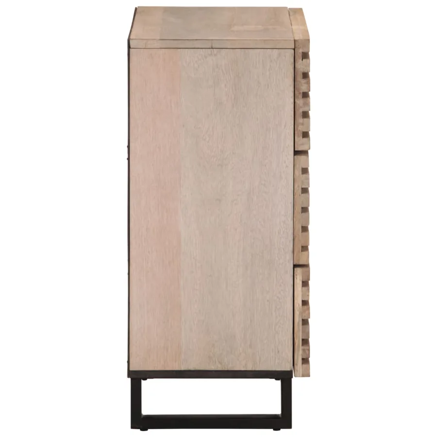 Buffet blanc 60x34x75 cm bois massif de manguier - 3