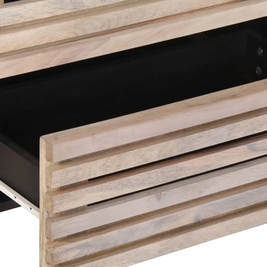 Buffet blanc 60x34x75 cm bois massif de manguier - 8