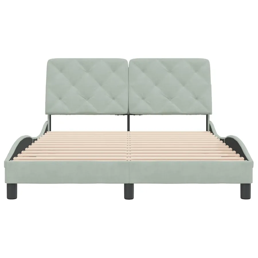 Cadre de lit sans matelas gris clair 140x200 cm velours - 5