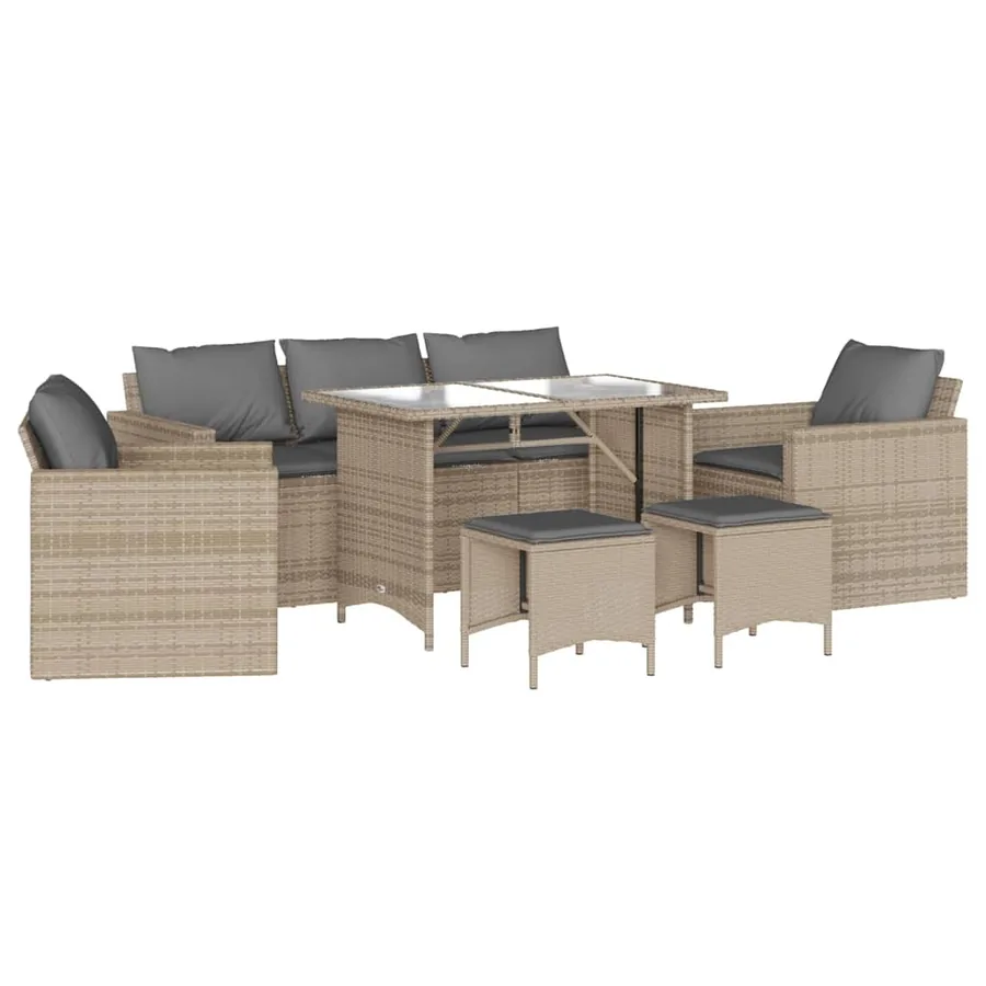 Salon de jardin avec coussins 6 pcs beige résine tressée - 2