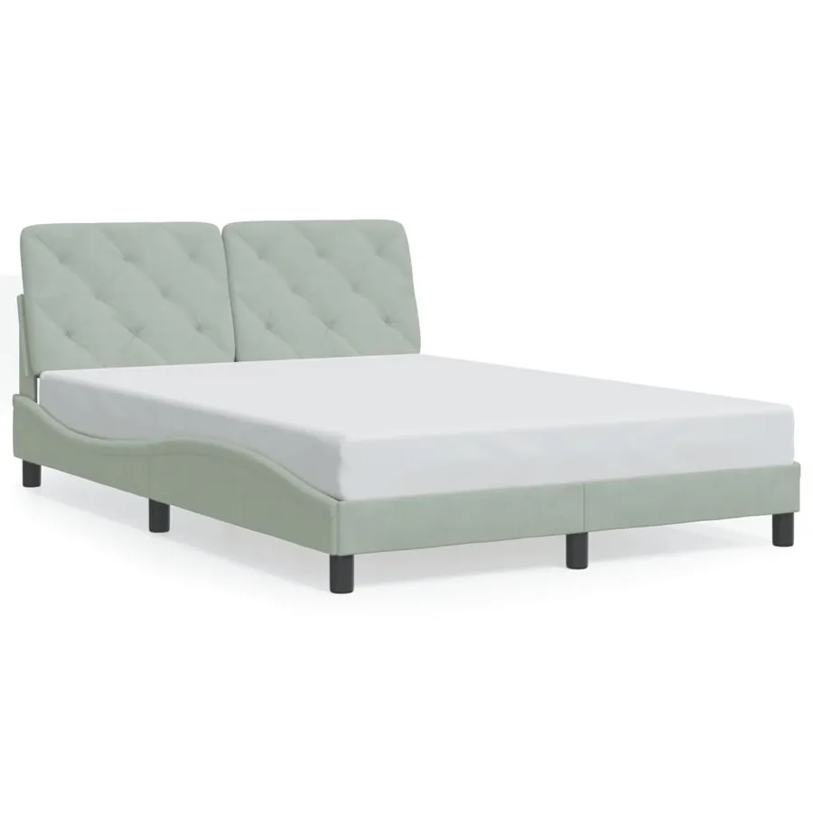 Cadre de lit avec LED sans matelas gris clair 140x190cm velours - 5