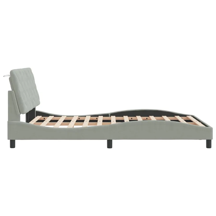 Cadre de lit avec LED sans matelas gris clair 140x190cm velours - 7
