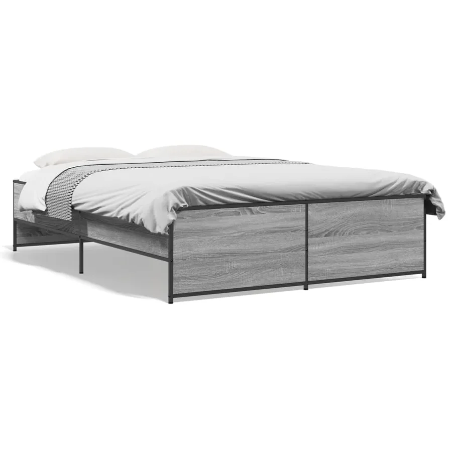 Cadre de lit sans matelas sonoma gris 135x190 cm - 2