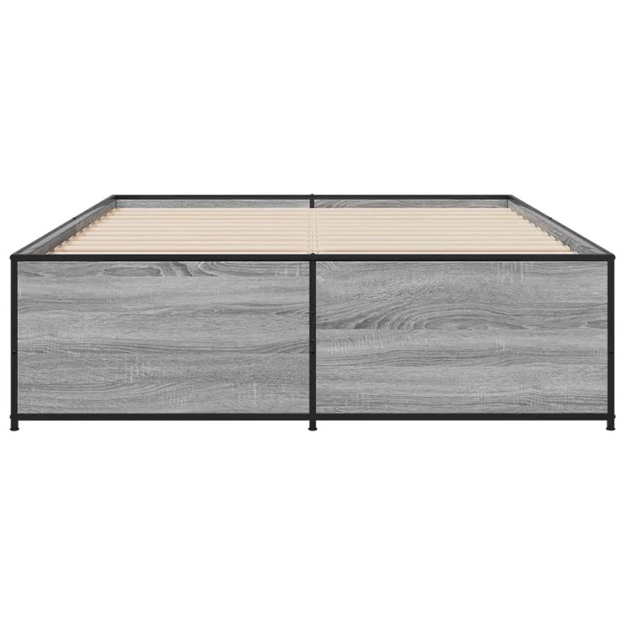 Cadre de lit sans matelas sonoma gris 135x190 cm - 4