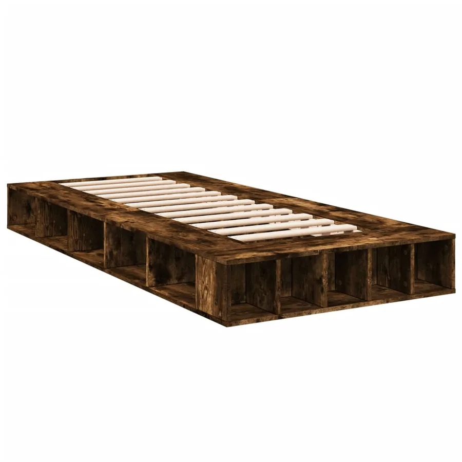 Cadre de lit sans matelas chêne fumé 75x190 cm - 3