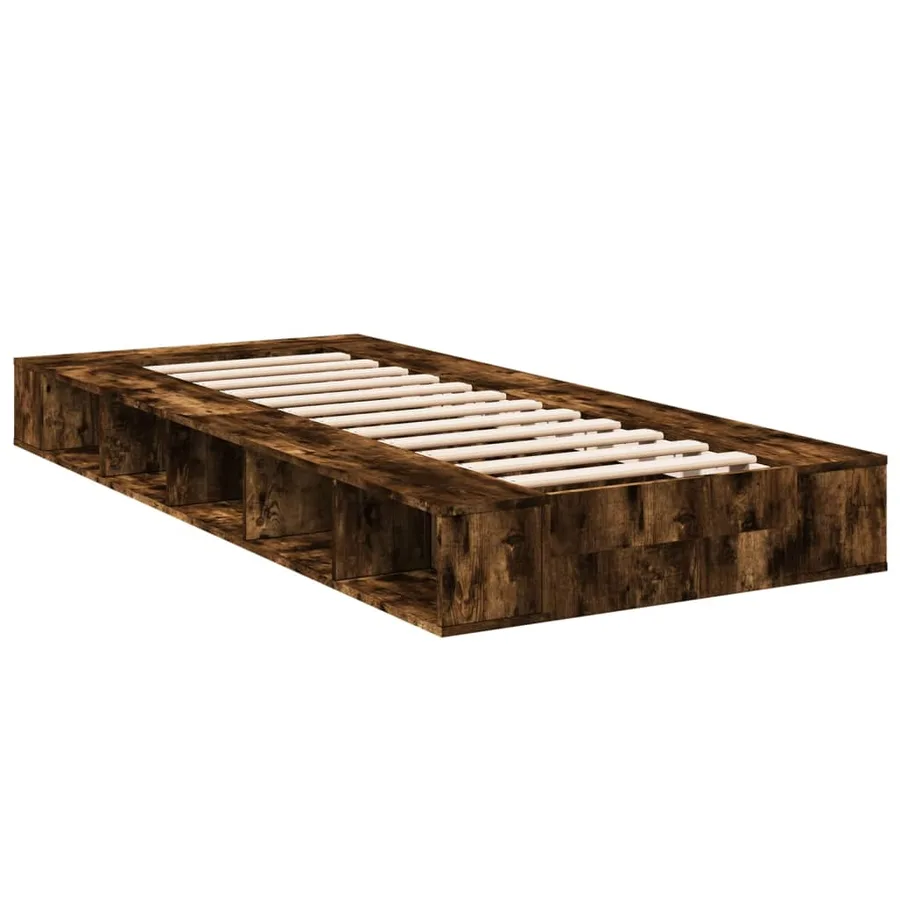 Cadre de lit sans matelas chêne fumé 75x190 cm - 6