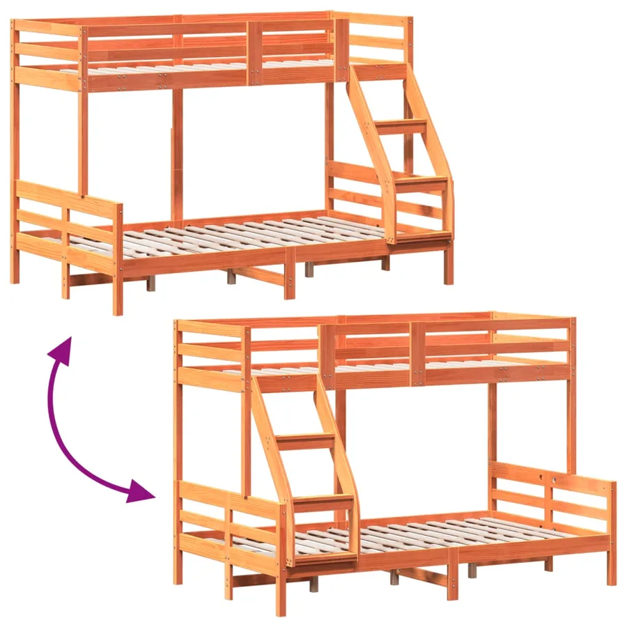 Lit superposé sans matelas 80x200/120x200 cm bois massif - 8