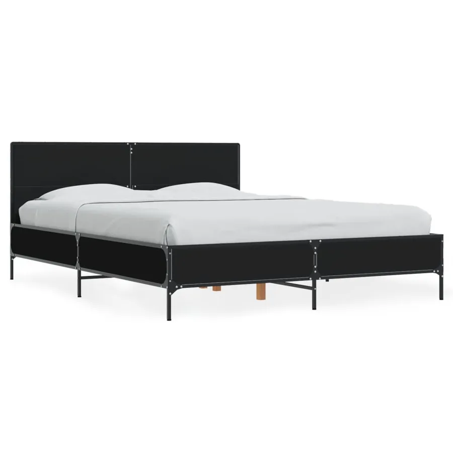 Cadre de lit sans matelas noir 140x190 cm - 2