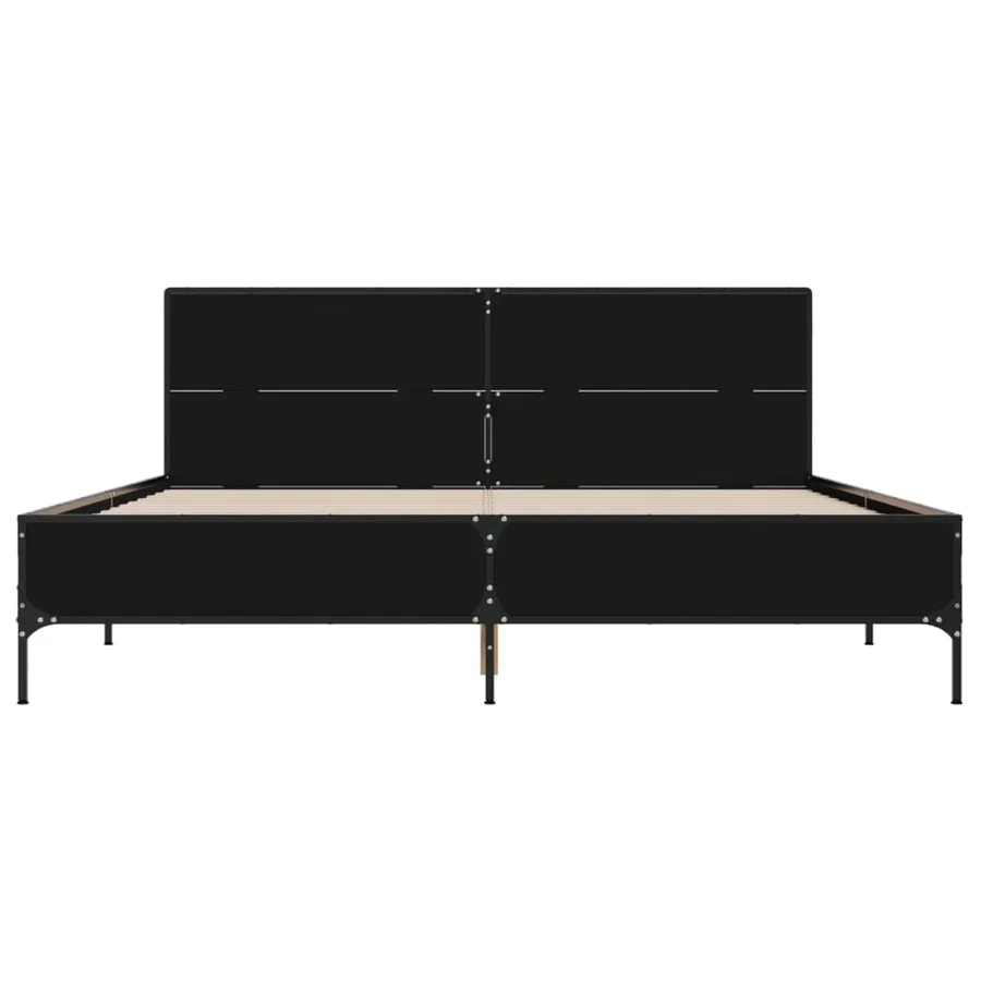 Cadre de lit sans matelas noir 140x190 cm - 4
