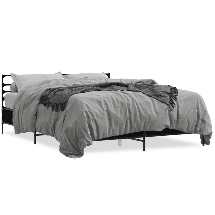 Cadre de lit sans matelas noir 150x200 cm - 2