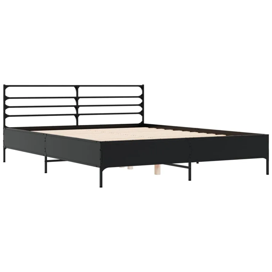 Cadre de lit sans matelas noir 150x200 cm - 3