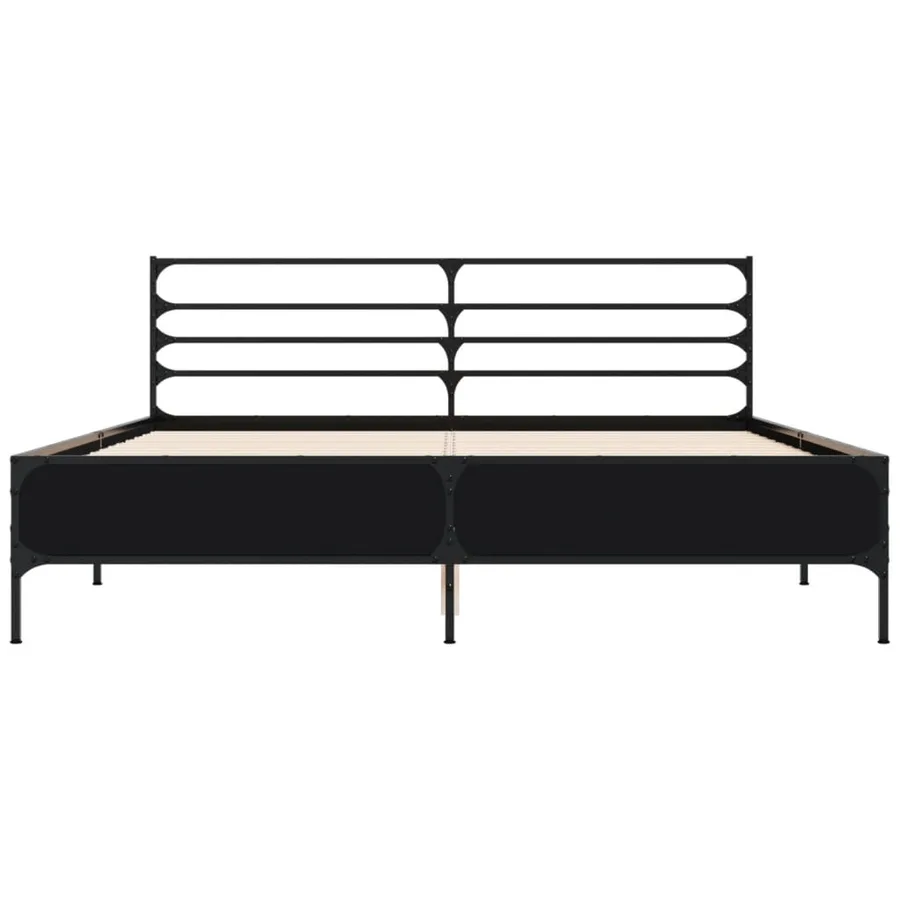 Cadre de lit sans matelas noir 150x200 cm - 4