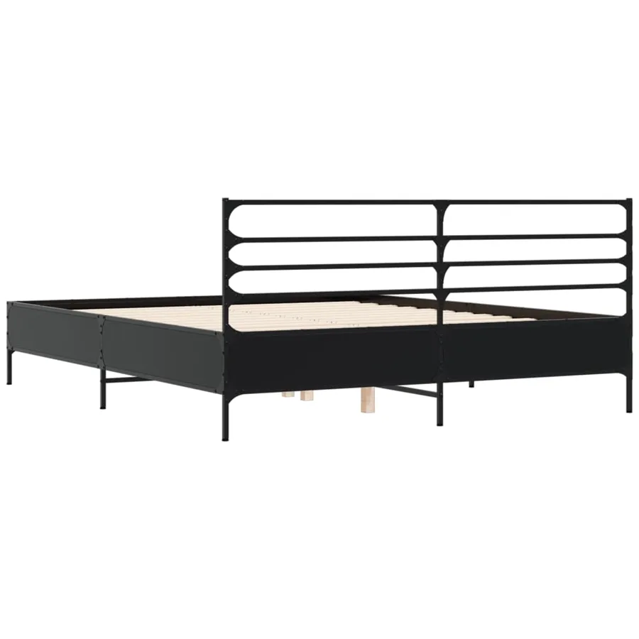 Cadre de lit sans matelas noir 150x200 cm - 6