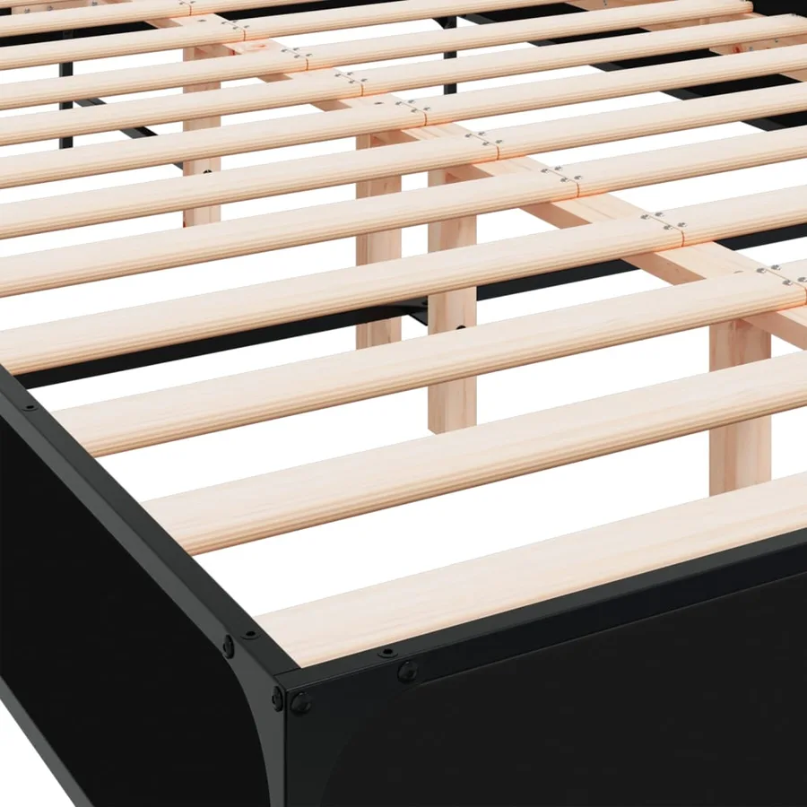Cadre de lit sans matelas noir 150x200 cm - 7