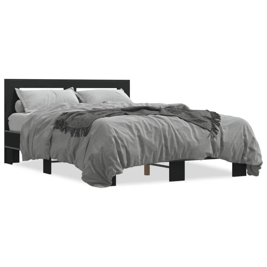 Cadre de lit sans matelas noir 140x200 cm - 2