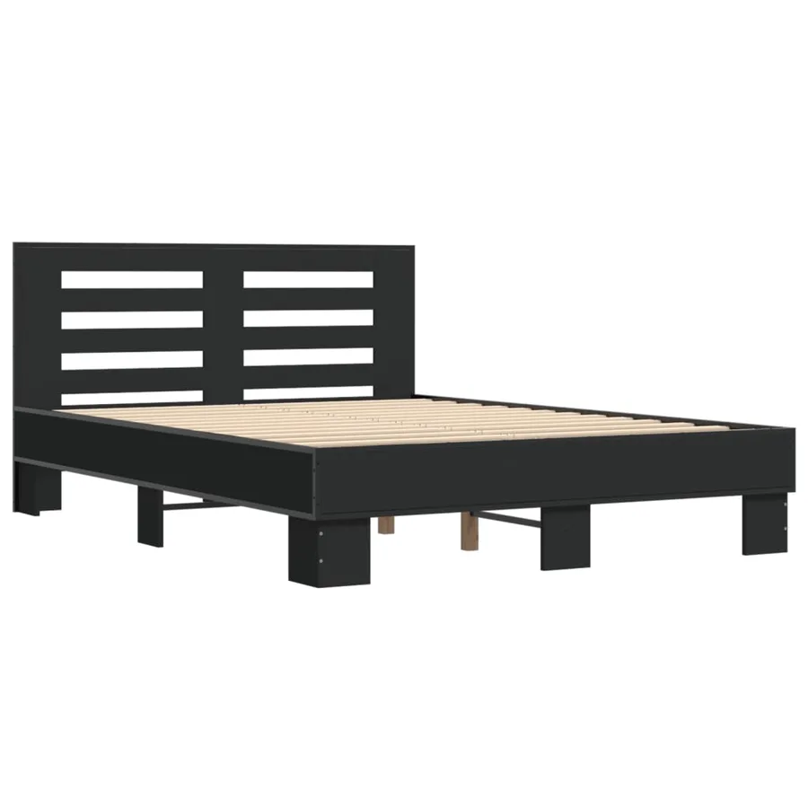 Cadre de lit sans matelas noir 140x200 cm - 3