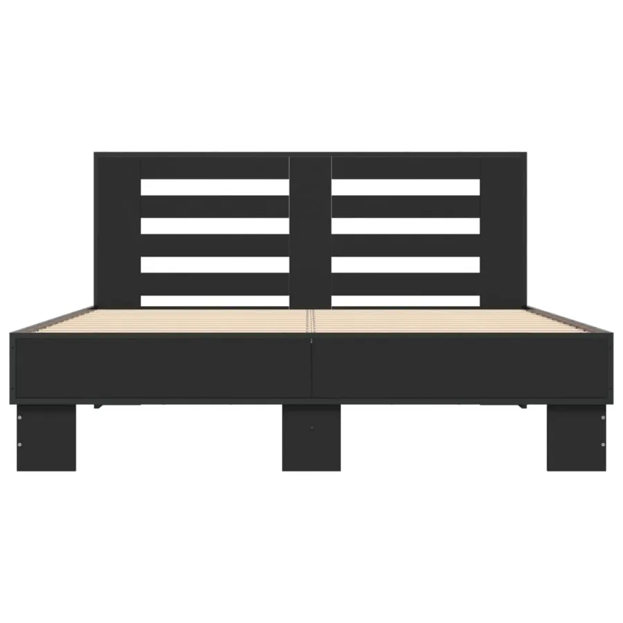 Cadre de lit sans matelas noir 140x200 cm - 4