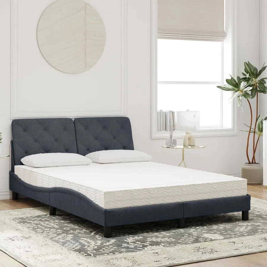 Lit avec matelas gris foncé 120x200 cm velours - 3