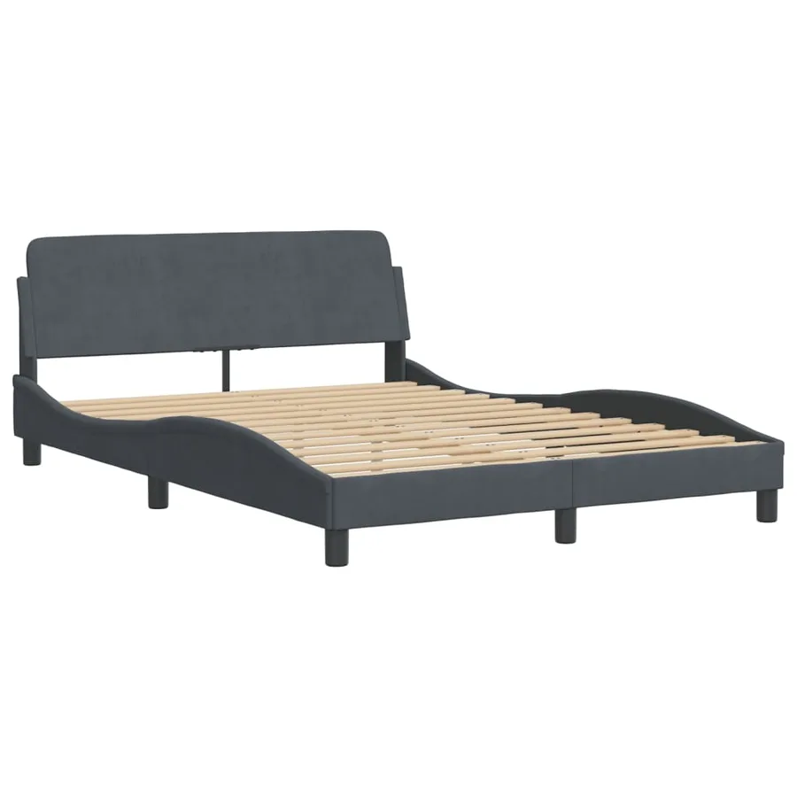 Lit avec matelas gris foncé 120x200 cm velours - 4