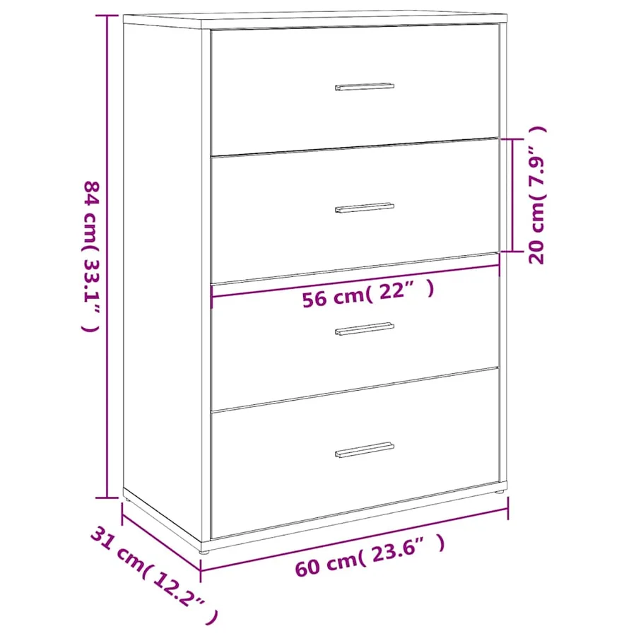 Buffet sonoma gris 60x31x84 cm bois d'ingénierie - 10