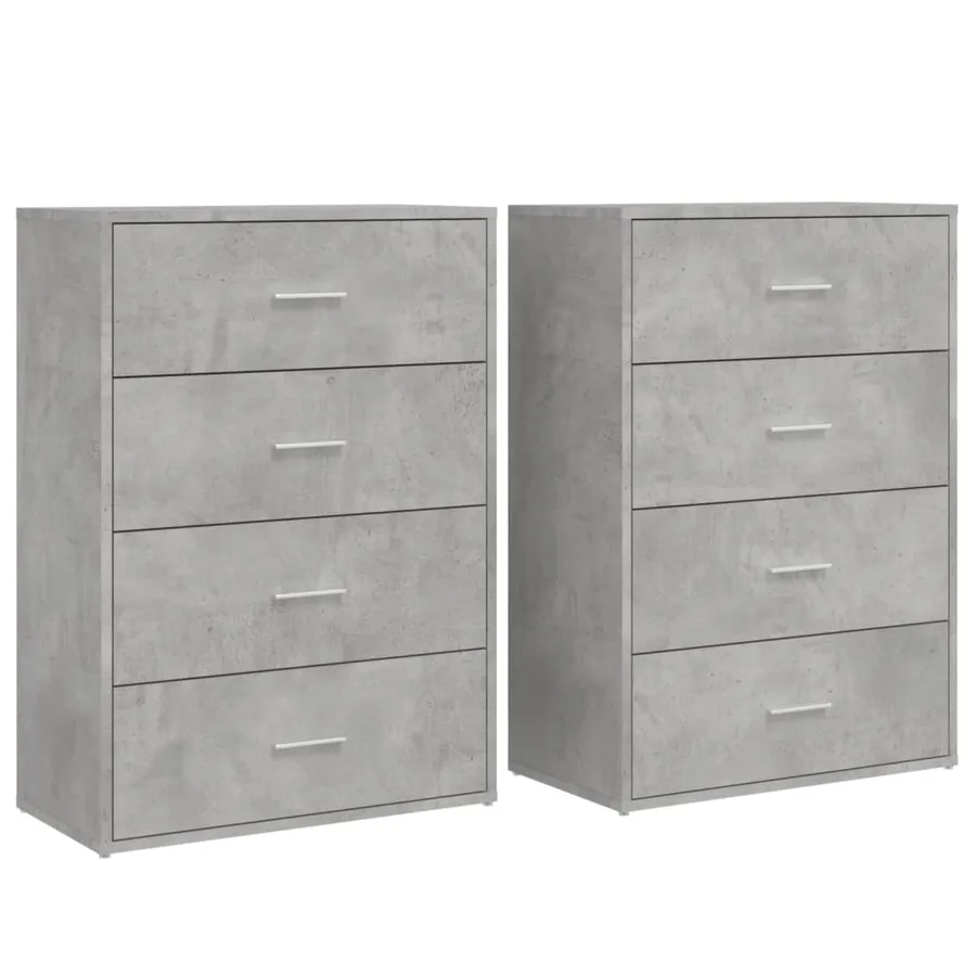 Buffets 2 pcs gris béton 60x31x84 cm bois d'ingénierie - 2