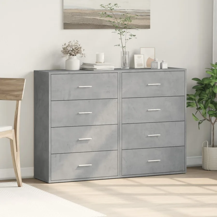 Buffets 2 pcs gris béton 60x31x84 cm bois d'ingénierie - 3