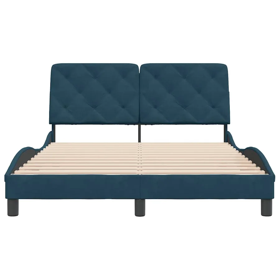 Cadre de lit sans matelas bleu 140x190 cm velours - 5