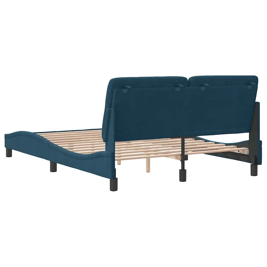 Cadre de lit sans matelas bleu 140x190 cm velours - 8