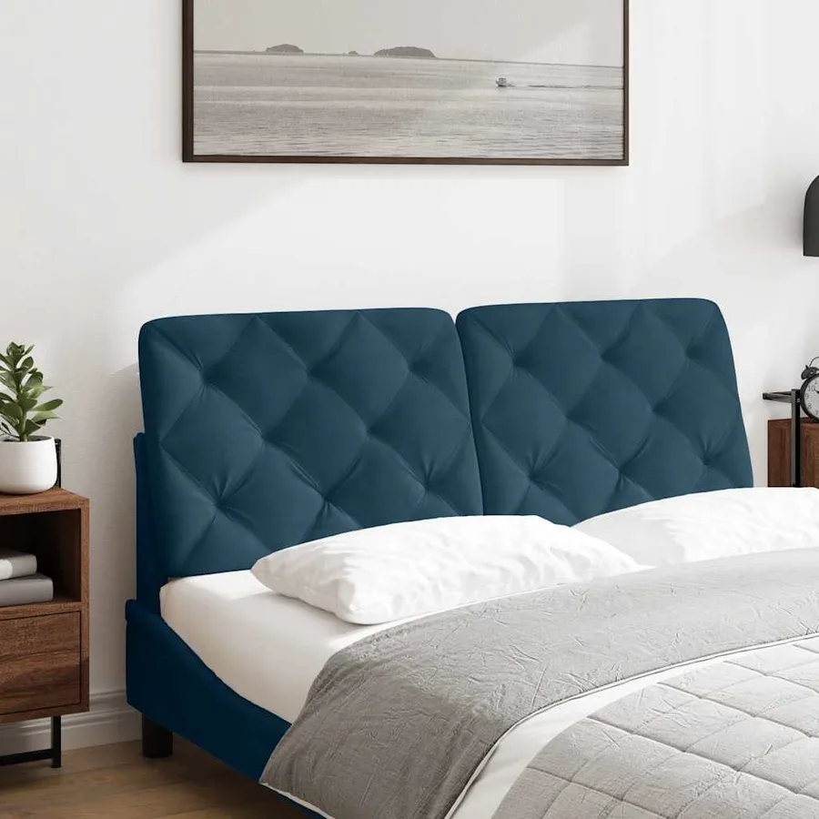 Coussin de tête de lit bleu 120 cm velours - 3
