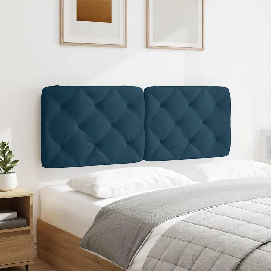 Coussin de tête de lit bleu 120 cm velours - 4