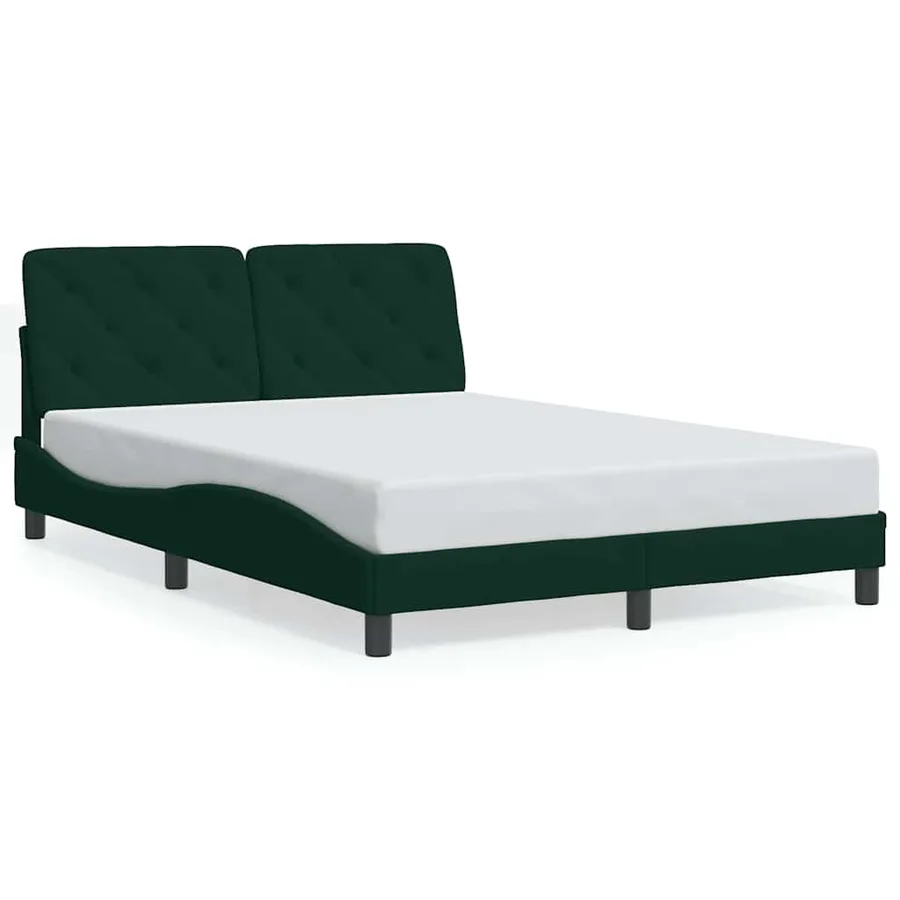 Cadre de lit sans matelas vert foncé 120x200 cm velours - 2