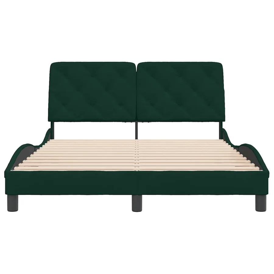 Cadre de lit sans matelas vert foncé 120x200 cm velours - 5